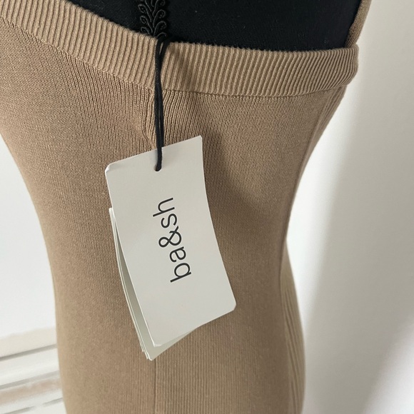 ba&sh Tan Asymmetrical Ribbed Sheath Dress - Picture 7 of 9